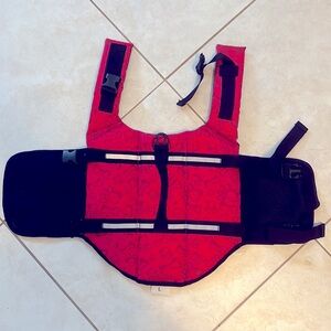 Large red and black pet life jacket (brand new)